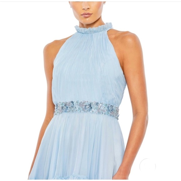 MAC DUGGAL HALTER NECK HIGH LOW FLOWY GOWN - Picture 3 of 10